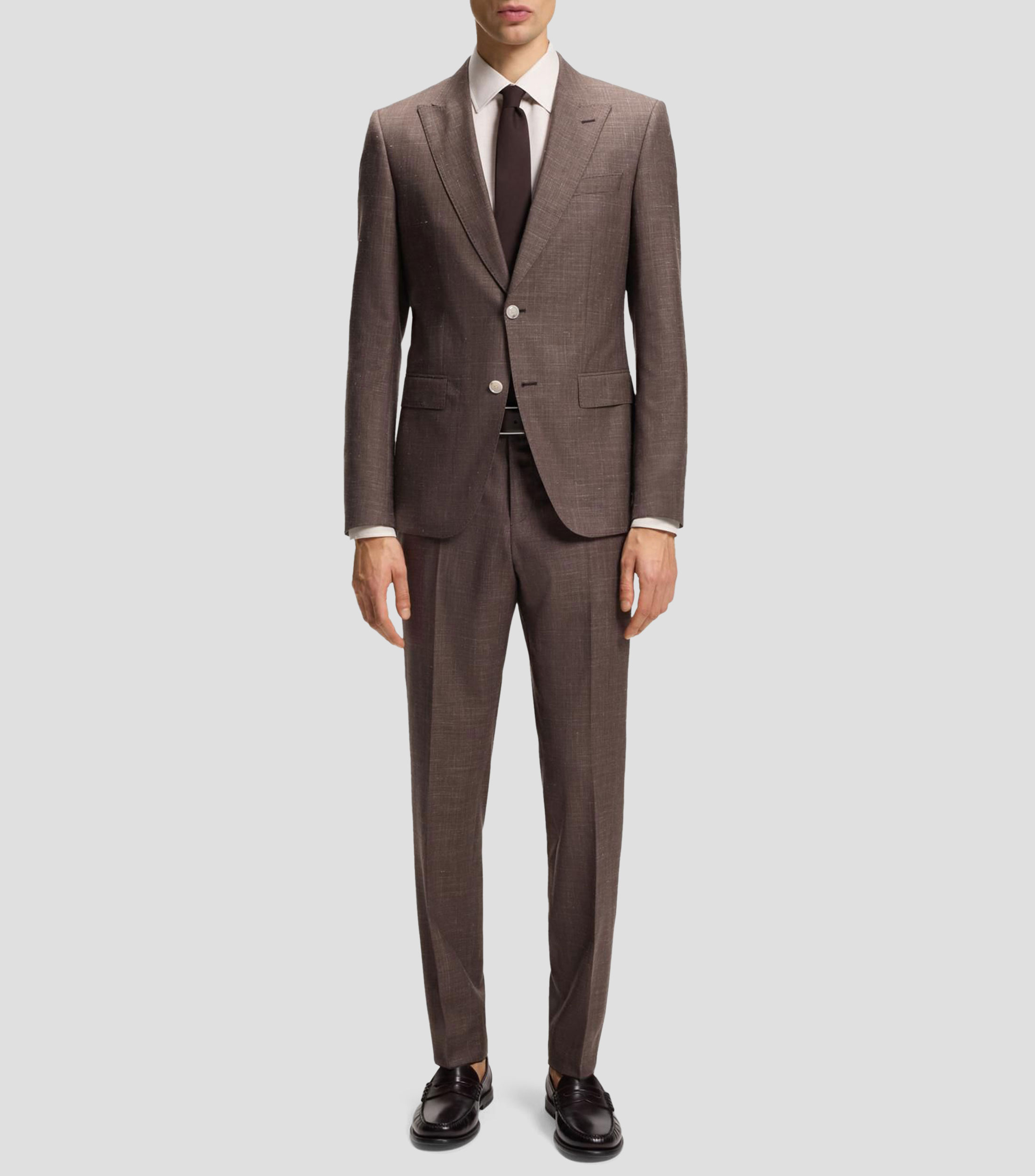 Camisa slim en sarga de lino Hombre